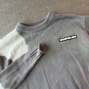 Babylon Gray/White Cotton Sweater Men's Size Medium Y2K